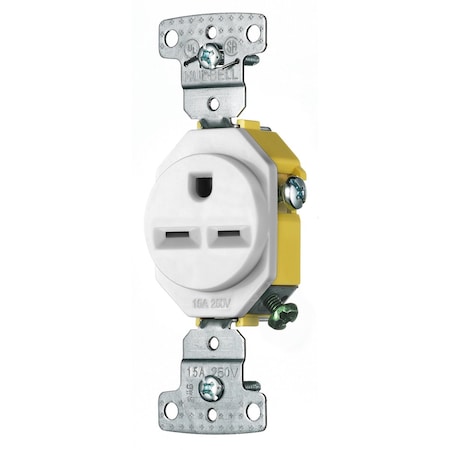 Hubbell Wiring Device-Kellems Straight Blade Receptacle, 6-15R, 15 A, 250V AC, 2 Pole, 3 Wire, Self-Grounded RR155W